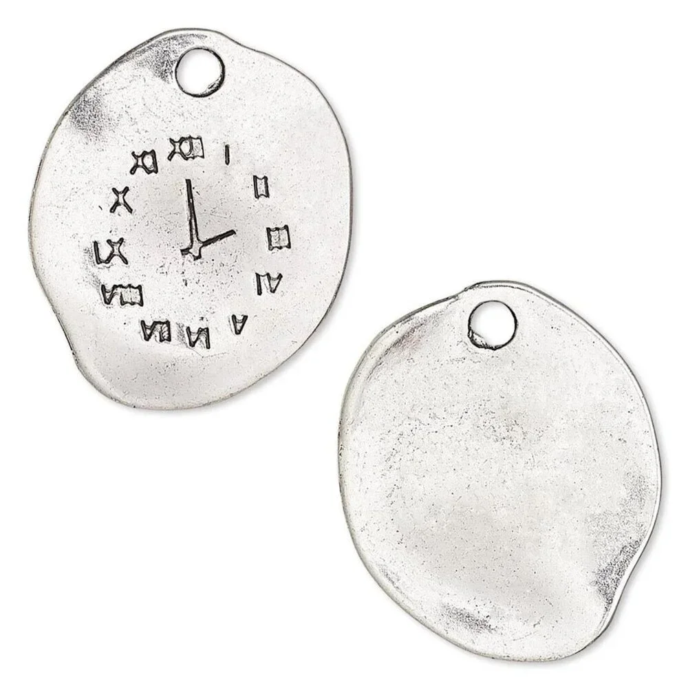 10 Antiqued Silver Pewter Salvador Dali Style 25x21mm Clock Face Charms Pendants